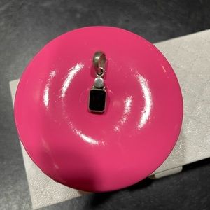 925 Sterling Silver with Black Onxy charm for necklace.